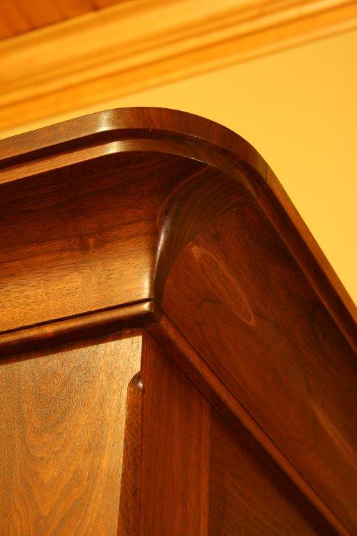 Solid walnut armoire-crown molding detail