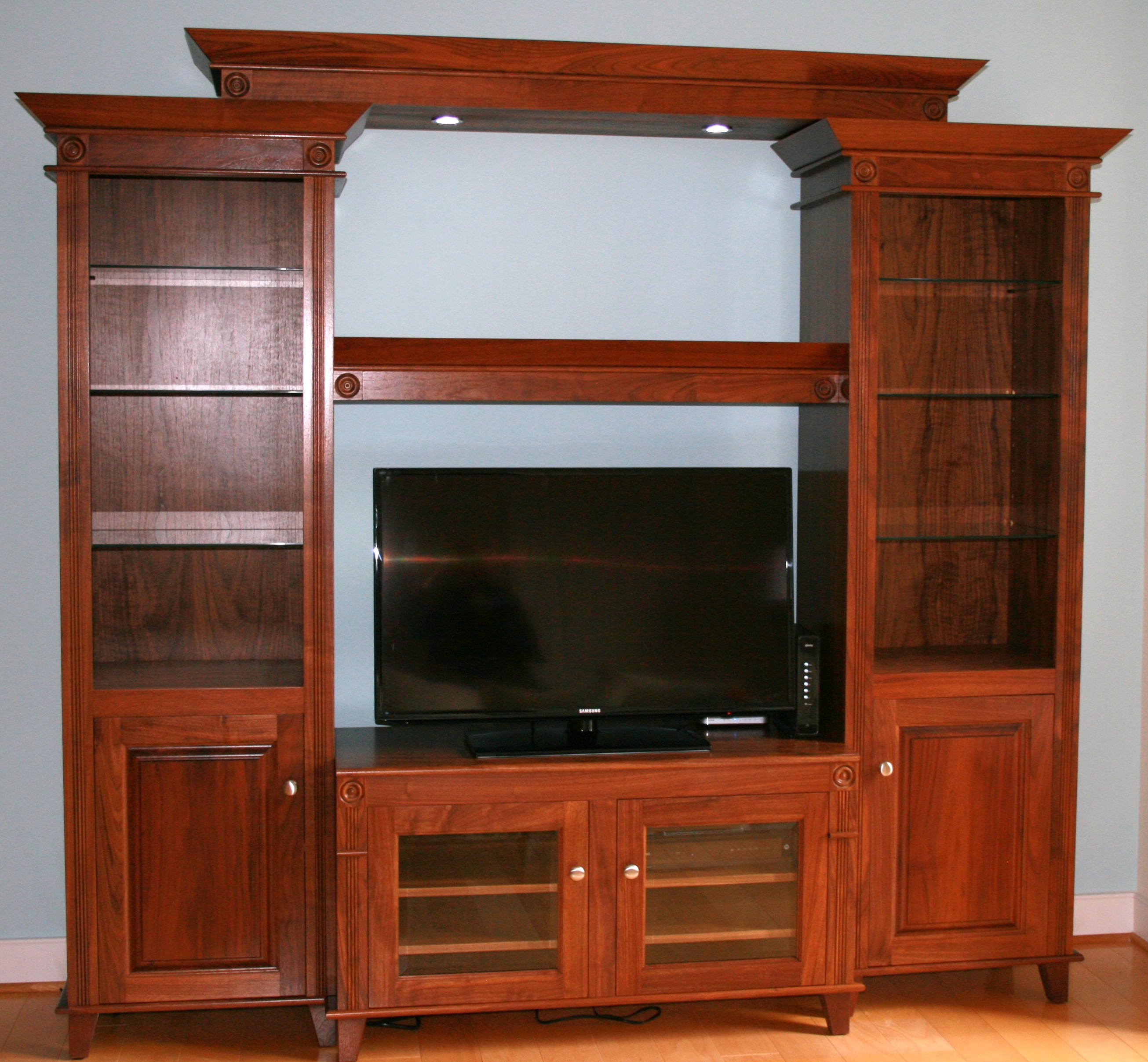 Solid walnut entertainment center